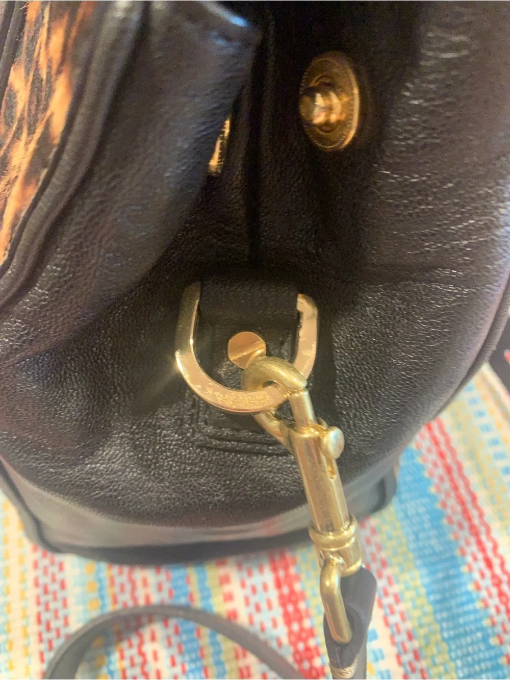 Michael Kors Leopard Print Satchel with Black Trim and Gold Hardware - Picture 8 of 15